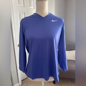 Nike Women's V-Neck Long Sleeve Top - Blue